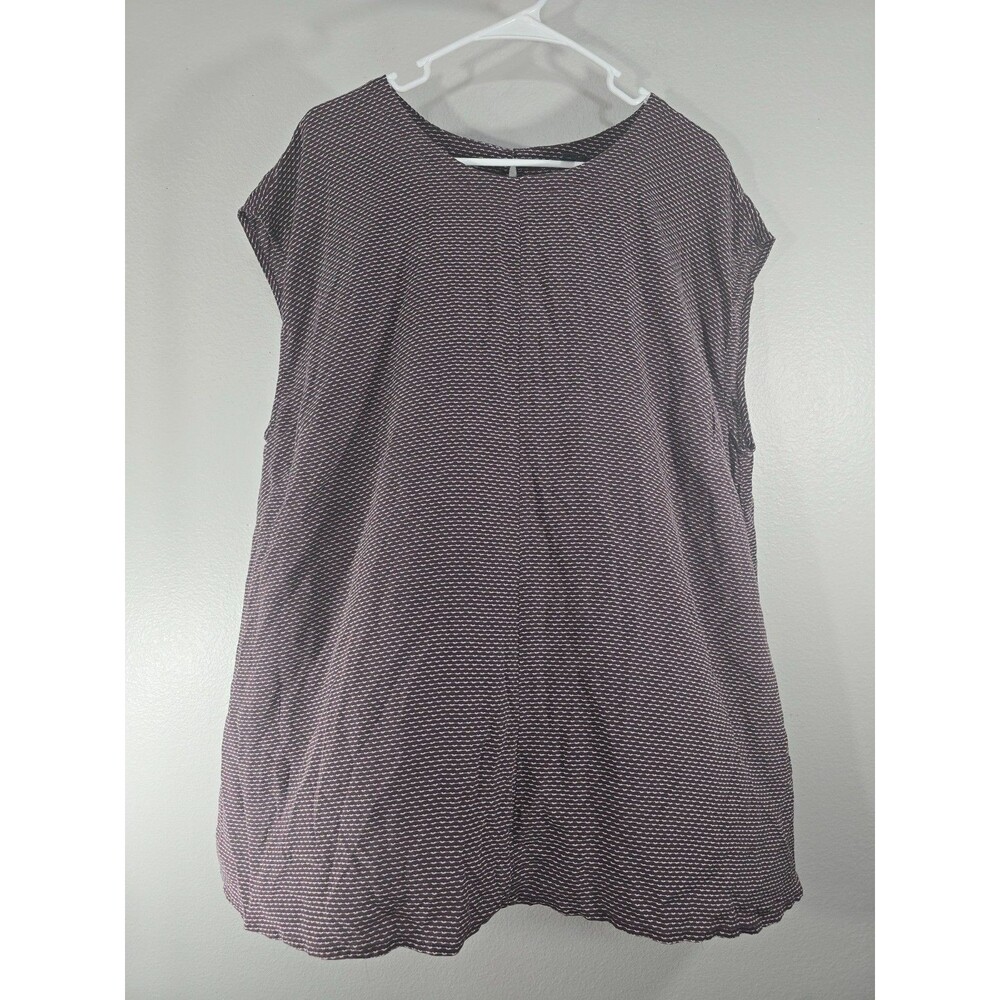 Eileen Fisher Cassis Crepe de Chine Silk Top Cap Sleeve Top Tunic Size 3X BD
